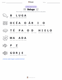 Vista previa de la hoja de trabajo imprimible de Ballena Beluga