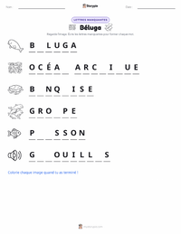 Aperçu de la feuille de travail imprimable Béluga