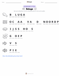 Beluga afdrukbare werkblad voorbeeld