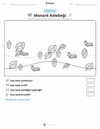 Monark Kelebeği yazdırılabilir çalışma sayfası önizlemesi