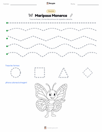 Vista previa de la hoja de trabajo imprimible de Mariposa Monarca
