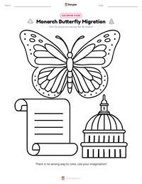 Monarch Butterfly Migration coloring page for kids