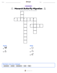Monarch Butterfly Migration printable worksheet preview