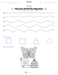 Monarch Butterfly Migration printable worksheet preview