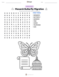 Monarch Butterfly Migration printable worksheet preview