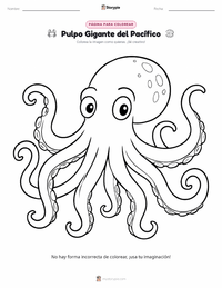 Página para colorear de Pulpo Gigante del Pacífico para niños