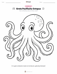 Pacifische reuzenoctopus afdrukbare werkblad voorbeeld