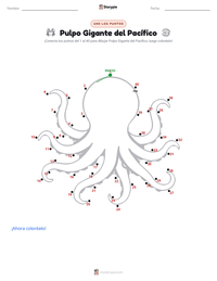 Vista previa de la hoja de trabajo imprimible de Pulpo Gigante del Pacífico