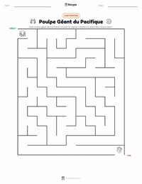 Aperçu de la feuille de travail imprimable Pieuvre géante du Pacifique