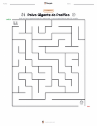 Prévia da folha de atividades imprimível Polvo-gigante-do-pacífico