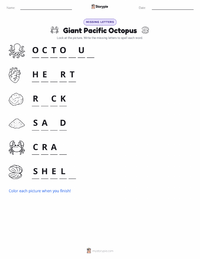 Giant Pacific Octopus printable worksheet preview