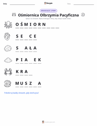 Podgląd drukowalnego arkusza ćwiczeń Ośmiornica olbrzymia