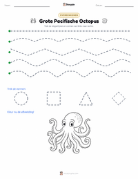 Pacifische reuzenoctopus afdrukbare werkblad voorbeeld