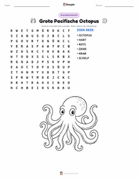 Pacifische reuzenoctopus afdrukbare werkblad voorbeeld