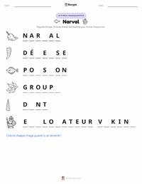 Aperçu de la feuille de travail imprimable Narval