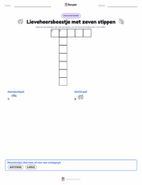 Zevenstippelig Lieveheersbeestje afdrukbare werkblad voorbeeld