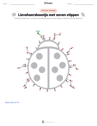 Zevenstippelig Lieveheersbeestje afdrukbare werkblad voorbeeld