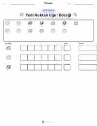 Yedi Benekli Uğur Böceği yazdırılabilir çalışma sayfası önizlemesi