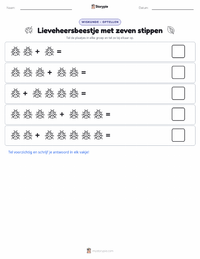 Zevenstippelig Lieveheersbeestje afdrukbare werkblad voorbeeld