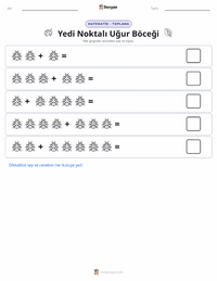 Yedi Benekli Uğur Böceği yazdırılabilir çalışma sayfası önizlemesi