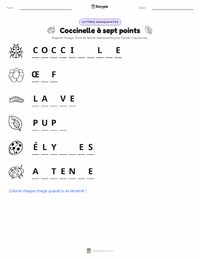 Aperçu de la feuille de travail imprimable Coccinelle à sept points