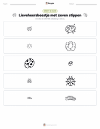 Zevenstippelig Lieveheersbeestje afdrukbare werkblad voorbeeld