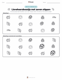 Zevenstippelig Lieveheersbeestje afdrukbare werkblad voorbeeld