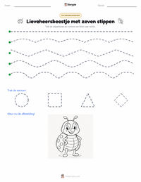 Zevenstippelig Lieveheersbeestje afdrukbare werkblad voorbeeld