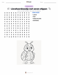 Zevenstippelig Lieveheersbeestje afdrukbare werkblad voorbeeld