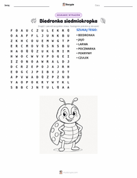 Podgląd drukowalnego arkusza ćwiczeń Biedronka siedmiokropka