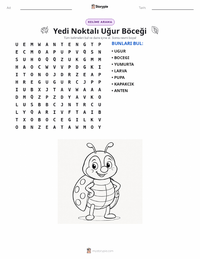 Yedi Benekli Uğur Böceği yazdırılabilir çalışma sayfası önizlemesi