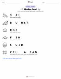 Harbor Seal printable worksheet preview