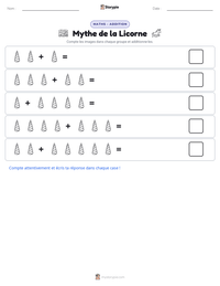 Aperçu de la feuille de travail imprimable Mythe de la Licorne