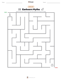 Eenhoorn Mythe afdrukbare werkblad voorbeeld
