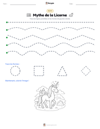 Aperçu de la feuille de travail imprimable Mythe de la Licorne