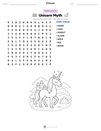 Unicorn Myth printable worksheet preview