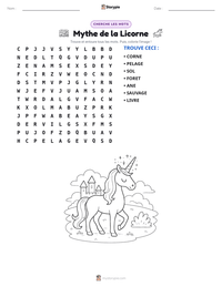 Aperçu de la feuille de travail imprimable Mythe de la Licorne