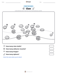 Clam printable worksheet preview