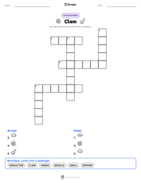 Clam printable worksheet preview
