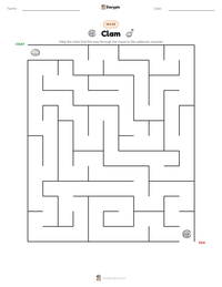 Clam printable worksheet preview
