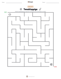 Tweekleppige afdrukbare werkblad voorbeeld