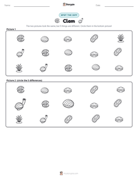 Clam printable worksheet preview