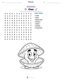 Clam printable worksheet preview