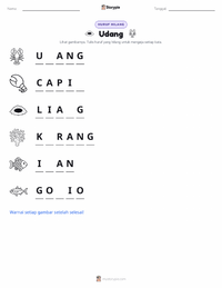 Prabaca lembar kerja cetak Udang Sentak (Udang Pistol)