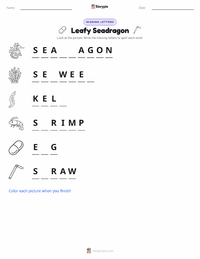 Leafy Seadragon printable worksheet preview