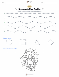 Aperçu de la feuille de travail imprimable Dragon de mer feuillu