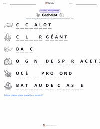 Aperçu de la feuille de travail imprimable Cachalot