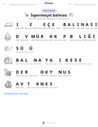 İspermeçet Balinası yazdırılabilir çalışma sayfası önizlemesi
