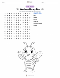 Western Honey Bee printable worksheet preview
