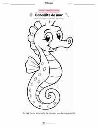 Página para colorear de Caballito de Mar Amarillo para niños